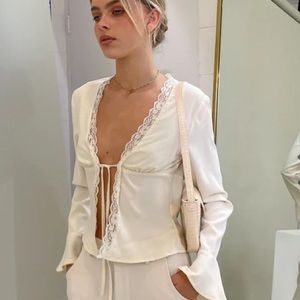 VRG GRL silk front tie top